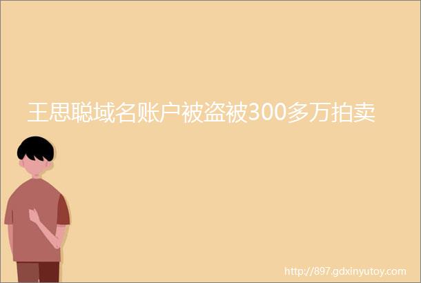 王思聪域名账户被盗被300多万拍卖